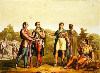 Donne indiane, Canada (incisione a colori)