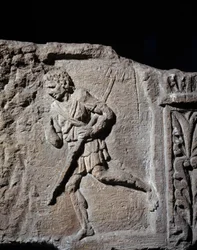Arte Gallo-Romana: stele che rappresenta un gladiatore