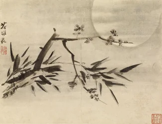 Bambù, fiori di susino e luna