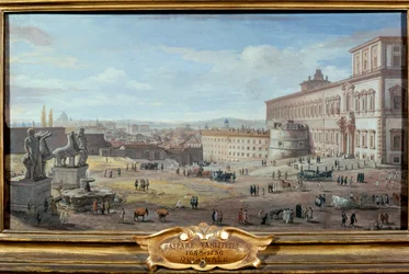 Veduta di Roma con il Palazzo del Quirinale e la Piazza in primo piano