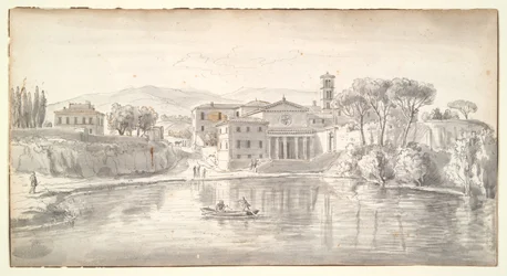 Chiesa e case lungo un fiume