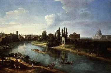 Vista del fiume Tevere a Roma, da nord