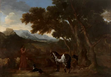 Dughet - Paesaggio con eremita che predica agli animali, 1637 - 1638