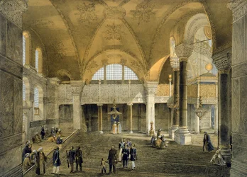 Haghia Sophia, tavola 9: la nuova Galleria Imperiale, incisa da Louis Haghe (1806-85) pubblicata nel 1852