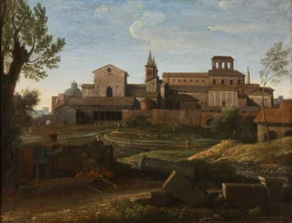 Paesaggio italianizzato con vista di San Giovanni in Laterano