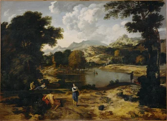 Paesaggio eroico con figure (dipinto su tela)