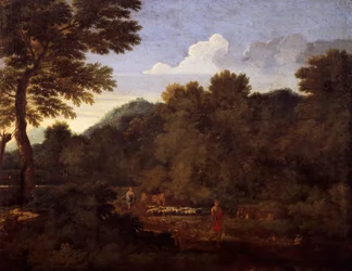 Paesaggio con gregge di pecore