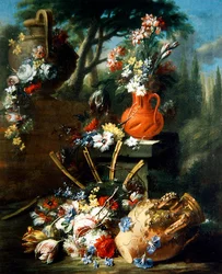 Natura morta di fiori in vasi di terracotta