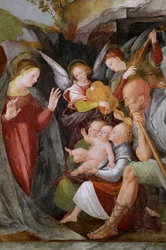 Adorazione dei pastori con angeli musicisti