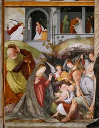 Adorazione dei pastori con angeli musicisti, Annunciazione e Visitazione