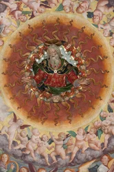 Assunzione della Beata Vergine, conosciuta come "Il coro degli angeli che suonano musica", Cupola del transetto, dal 1534 (dettaglio)