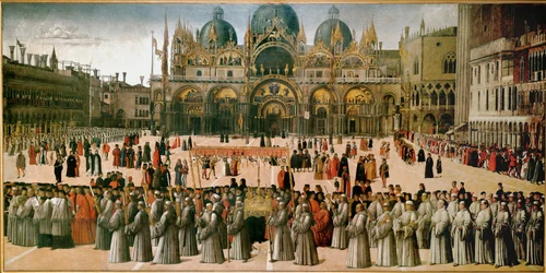 Processione in Piazza San Marco, Venezia (olio su tela)