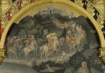 Adorazione dei Magi, dettaglio del viaggio a Gerusalemme (dettaglio)