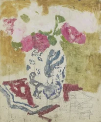 Vaso con fiori rosa