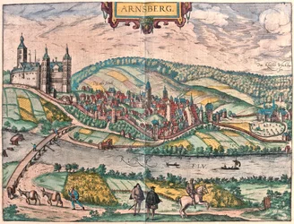 Arnsberg, Germania - in "Civitates Orbis Terrarum" di Georg Braun, Colonia 1617