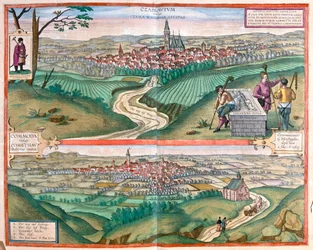 Caslav (Boemia) - Chomutov, Repubblica Ceca- in "Civitates Orbis Terrarum" di Georg Braun, Colonia 1617