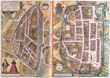 Chartres, Francia, in "Civitates Orbis Terrarum" di Georg Braun, Colonia 1617,