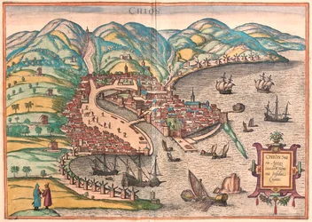 Chios, Grecia - in "Civitates Orbis Terrarum" di Georg Braun, Colonia 1617