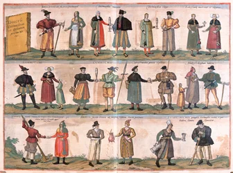 Costumi per uomini e donne - in "Civitates Orbis Terrarum" di Georg Braun, Colonia 1617