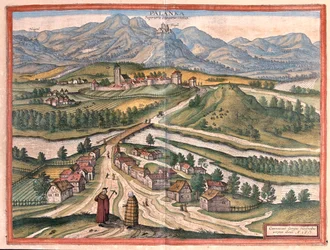Drégelypalank, Ungheria - in "Civitates Orbis Terrarum" di Georg Braun, Colonia 1617