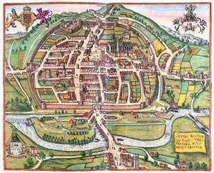 Exter, Inghilterra - in "Civitates Orbis Terrarum" di Georg Braun, Colonia 1617