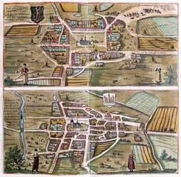 Heide e Meldorf, Germania - in "Civitates Orbis Terrarum" di Georg Braun, Colonia 1617