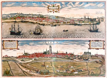 Helsingor (Helsimor - Amleto), Danimarca - in "Civitates Orbis Terrarum" di Georg Braun, Colonia 1617