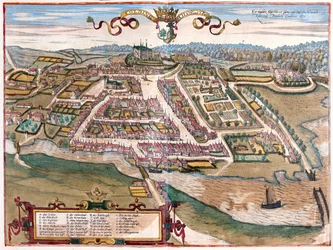 Kolding, Danimarca - in "Civitates Orbis Terrarum" di Georg Braun, Colonia 1617