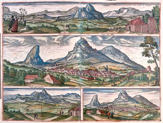 Roccia degli innamorati - Archidona, vicino a Malaga, Spagna - in "Civitates Orbis Terrarum" di Georg Braun, Colonia 1617