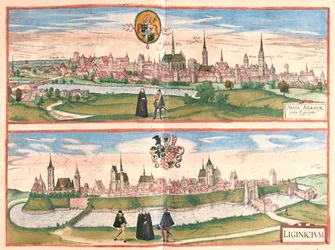 Nysa - Legnica, Polonia - in "Civitates Orbis Terrarum" di Georg Braun, Colonia, 1617.