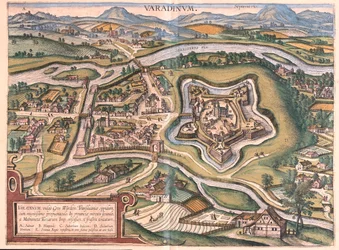Oradea, Rom - in "Civitates Orbis Terrarum" di Georg Braun, Colonia 1617