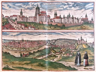 Praga (Boemia), Repubblica Ceca - in "Civitates Orbis Terrarum" di Georg Braun, Colonia 1617