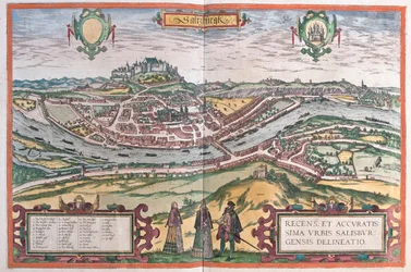 Salisburgo, Germania - in "Civitates Orbis Terrarum" di Georg Braun, Colonia 1617