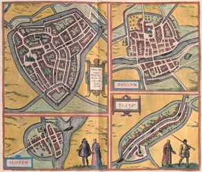 Sneek, Doccum, Sloten, Ijlst, Paesi Bassi - in "Civitates Orbis Terrarum" di Georg Braun, Colonia 1617