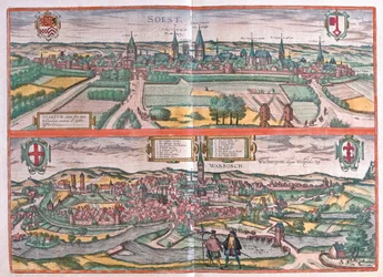 Soest, Warburg, Germania - in "Civitates Orbis Terrarum" di Georg Braun, Colonia 1617