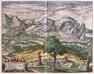 Terracina, Italia - in "Civitates Orbis Terrarum" di Georg Braun, Colonia 1617