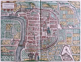 Trento, Italia - in "Civitates Orbis Terrarum" di Georg Braun, Colonia 1617