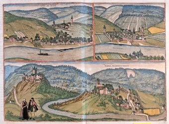 Zell, Berncastel, Manderscheid, Zell an der Mosel, Germania - in "Civitates Orbis Terrarum" di Georg Braun, Colonia 1617