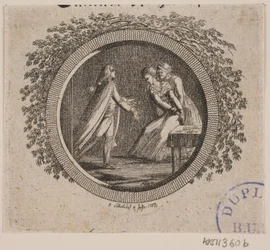 Vignetta del titolo per S. Richardson: "La storia di Miss Clarissa Harlowe", parte quinta