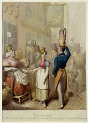 Tableau de Paris: rue Montorgueil e caffè ristorante Le Rocher de Cancale a Parigi