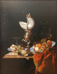 Tedesco: Stillleben mit Nautiluspokal Natura morta con coppa di nautile