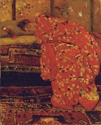 Ragazza in un kimono rosso