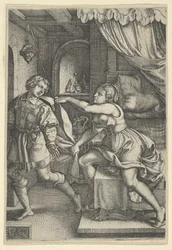 Giuseppe e la moglie di Potifar, dalla Storia di Giuseppe, 1546