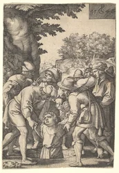 Giuseppe calato in un pozzo dai suoi fratelli, dalla serie La storia di Giuseppe, 1546