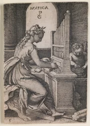 Musica, dalla serie "Le arti liberali", 1541 circa (incisione)