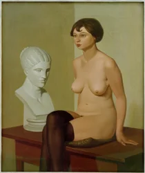 Nudo femminile con testa di gesso