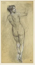 Nudo femminile in piedi, visto di schiena