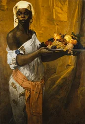 Donna Nera con Vassoio di Frutta