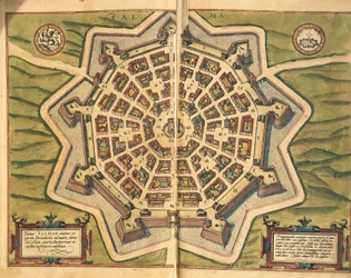 Mappa di Palmanova, incisione da Civitates Orbis Terrarum