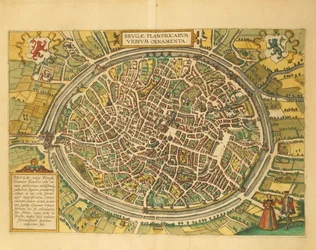 Mappa di Bruges da Civitates Orbis Terrarum
